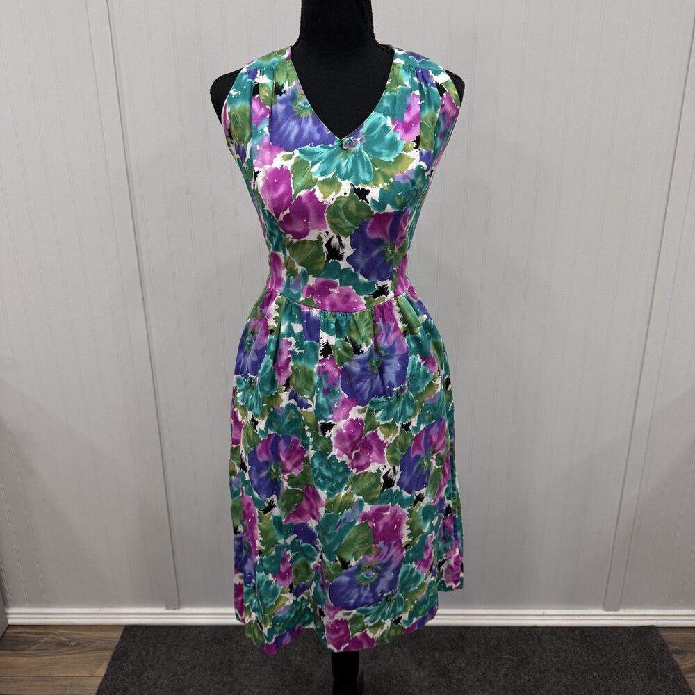 Vintage Lanz Originals Woman's Size 8* Multicolor Floral Open Back Sundress
